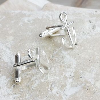 Silver Anchor Shaped Cufflinks, 4 of 8