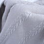 Personalised Knitted Grey Blanket With Bow, thumbnail 8 of 9