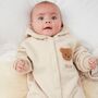 Personalised Cream Fleece Hooded Boucle Teddy Jumpsuit, thumbnail 5 of 6