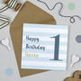 Candy Stripe 1st Birthday Card, thumbnail 1 of 7