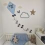 Dream Big Nursery Decor Wall Hanging, Baby Blue, Grey And White Fabric Kite, thumbnail 9 of 9