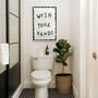 Wash Your Hands Dark Blue Bathroom Hand Painted Print, thumbnail 4 of 7