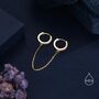Cz Huggie Hoop Earrings With A Linking Chain, thumbnail 3 of 12