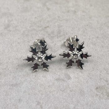 Sterling Silver Snowflake Sparkle Studs, 9 of 10