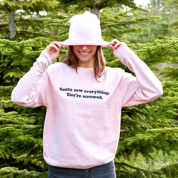 Santa Saw Everything Women's Christmas Sweatshirt, 3 of 7