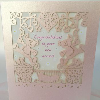 New Baby Girl Card Delicate Cut, 2 of 2