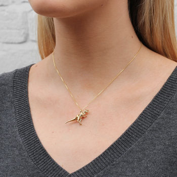 Sterling Silver Or Gold Plated T Rex Dinosaur Necklace By Hurleyburley