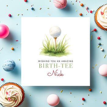 Personalised Golf Birthday Card Any Recipient Happy Birth Tee, 2 of 3