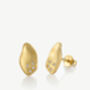 Sculptural Flat Pebble Gold Stud Earrings, thumbnail 2 of 4