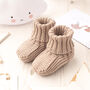 Toffee Moon Cream Knitted Baby Booties, thumbnail 8 of 12