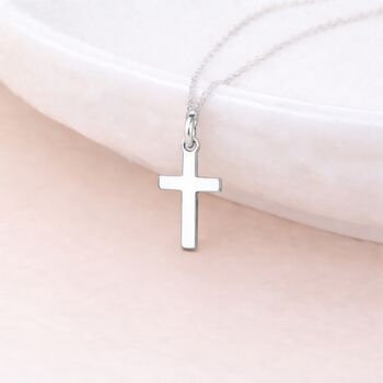 Personalised Tiny Sterling Silver Cross Pendant Necklace, 2 of 7