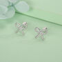 Sterling Silver Bow Stud Earrings 16 G Flat Back Labret, thumbnail 1 of 10