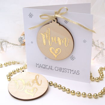 Mum Wooden Bauble Christmas Card, 5 of 6