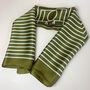 Cream And Khaki Geometric Striped Silky Scarf, thumbnail 3 of 4