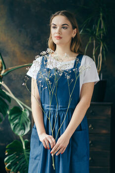 Denim Dress Apron | Studio Pinafore Smock, 5 of 11