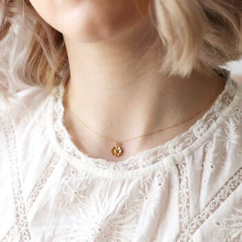 Delicate Tiny Gold Plated Daisy Pendant Necklace, 3 of 4