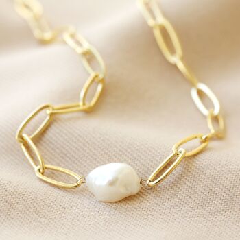Gold Plated Cable Chain And Pearl Necklace, 2 of 4