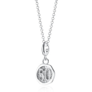 Sterling Silver Number 50 Charm Necklace, 2 of 6