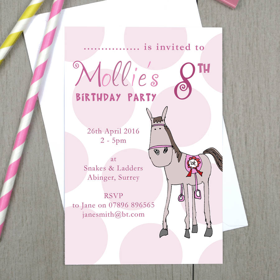 Personalised Pony Children's Party Invitations, 1 of 2