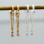 Sterling Silver Or Gold Long Chain Diamante Earrings, thumbnail 5 of 10