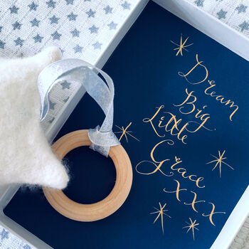 Star Cashmere Baby Teether In Personalised Gift Box, 9 of 12