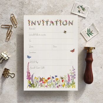 Wildflower A5 Ready To Write Party Invitations, 2 of 4