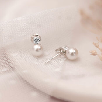 Sterling Silver Crystal Pearl Mother Of The Groom Earrings, 3 of 3