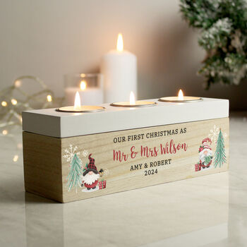 Personalised Christmas Gonk Triple Tea Light Box, 3 of 3