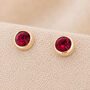 7mm Gold Plated Sterling Silver Ruby Cz Stud Earrings, thumbnail 1 of 6