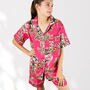 Giraffe And Leopard Print 100% Cotton Ladies Pyjama Short Set In Pink, thumbnail 10 of 10