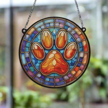 A Paw Print Stained Glass Effect Suncatcher, 4 of 5