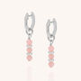 Linear Huggie Pink Opal October Birthstone Earrings, thumbnail 4 of 7