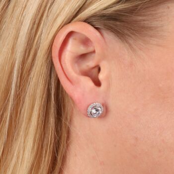 Sterling Silver Halo Radiance Sparkling Stud Earrings, 12 of 12