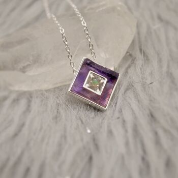 Raw Amethyst And Opal Sterling Silver Pendant Necklace, 3 of 7