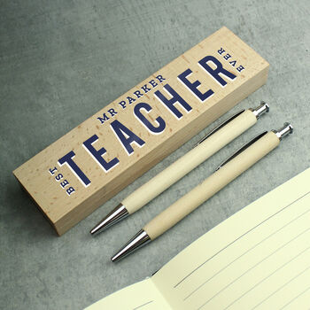 Personalised Wooden Box Pen / Pencil Gift Teacher, 3 of 4