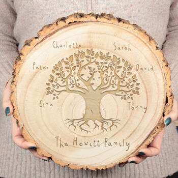 Personalised 'Family Tree' Wood Slice Sign Decoration, 2 of 4