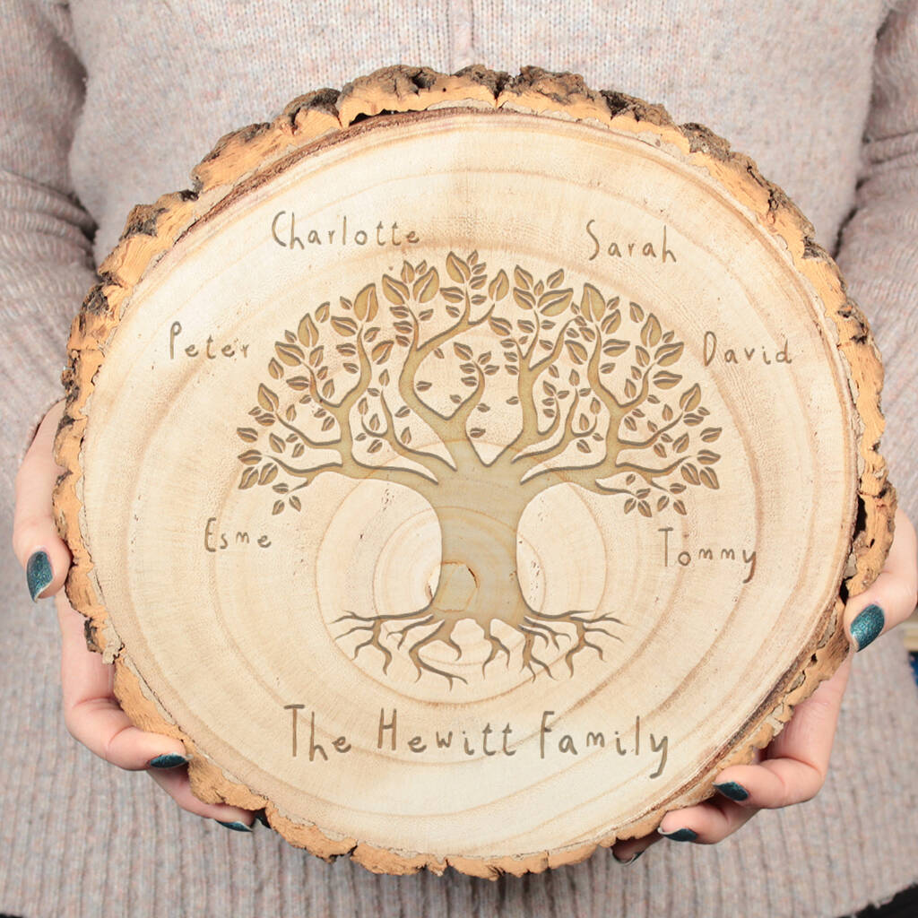 Personalised 'Family Tree' Wood Slice Sign Decoration, 1 of 2