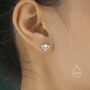 Sterling Silver Vintage White Opal Flower Cz Stud Earrings, thumbnail 2 of 10