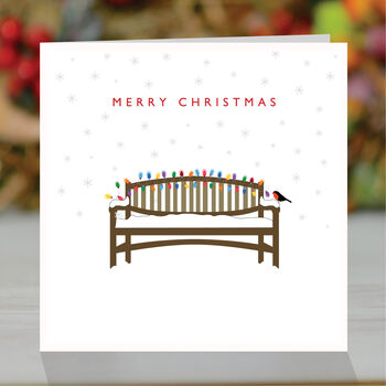 Pack Of Six 'Robin On A Snowy Bench' Christmas Card, 3 of 6