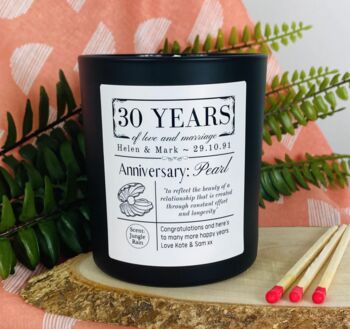 Personalised 30th Pearl Anniversary Meaning Candle, 3 of 10