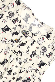 Girls Crazy Cat Cotton Short Pyjama Set Cream Aqua, 2 of 5