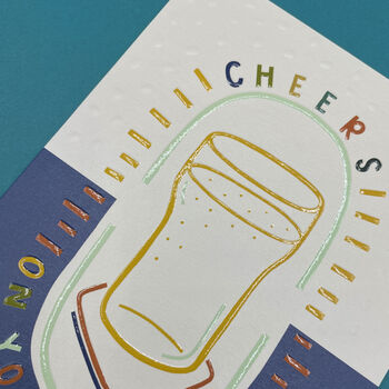 'Cheers On Your Birthday' Modern Pint Birthday Card, 2 of 2