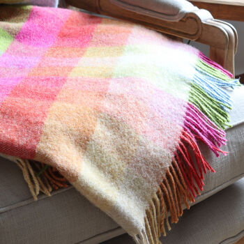 Multi Coloured Check Wool Throw, 4 of 4