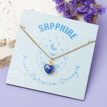 Healing Sapphire Heart Gemstone Silver Necklace, 9 of 10