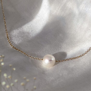 Sterling Silver Floating Pearl Necklace, 4 of 11