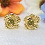 Peridot August Poppy Gold Plated Stud Earrings, thumbnail 1 of 5