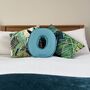 Embroidered Letter Cushion In Teal, thumbnail 2 of 5