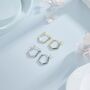 Sterling Silver Pentagon Shape Huggie Hoop Earrings, thumbnail 7 of 10