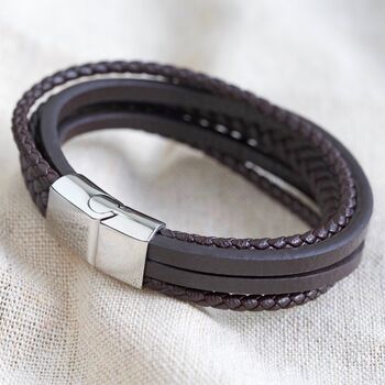 Men's Layered Vegan Leather Straps Bracelet, 6 of 9