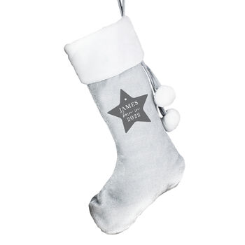 Personalised Born In Silver Grey Christmas Stocking, 3 of 3